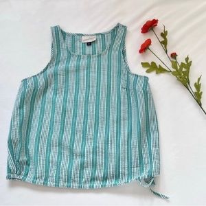 Universal Thread XS Green & White Striped Drawstring Tie Tank Top